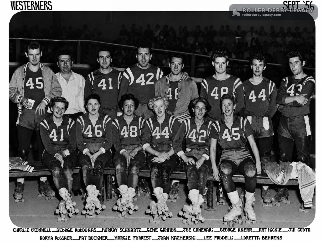 Roller derby group photograph from the Loretta Behrens Nass Collection