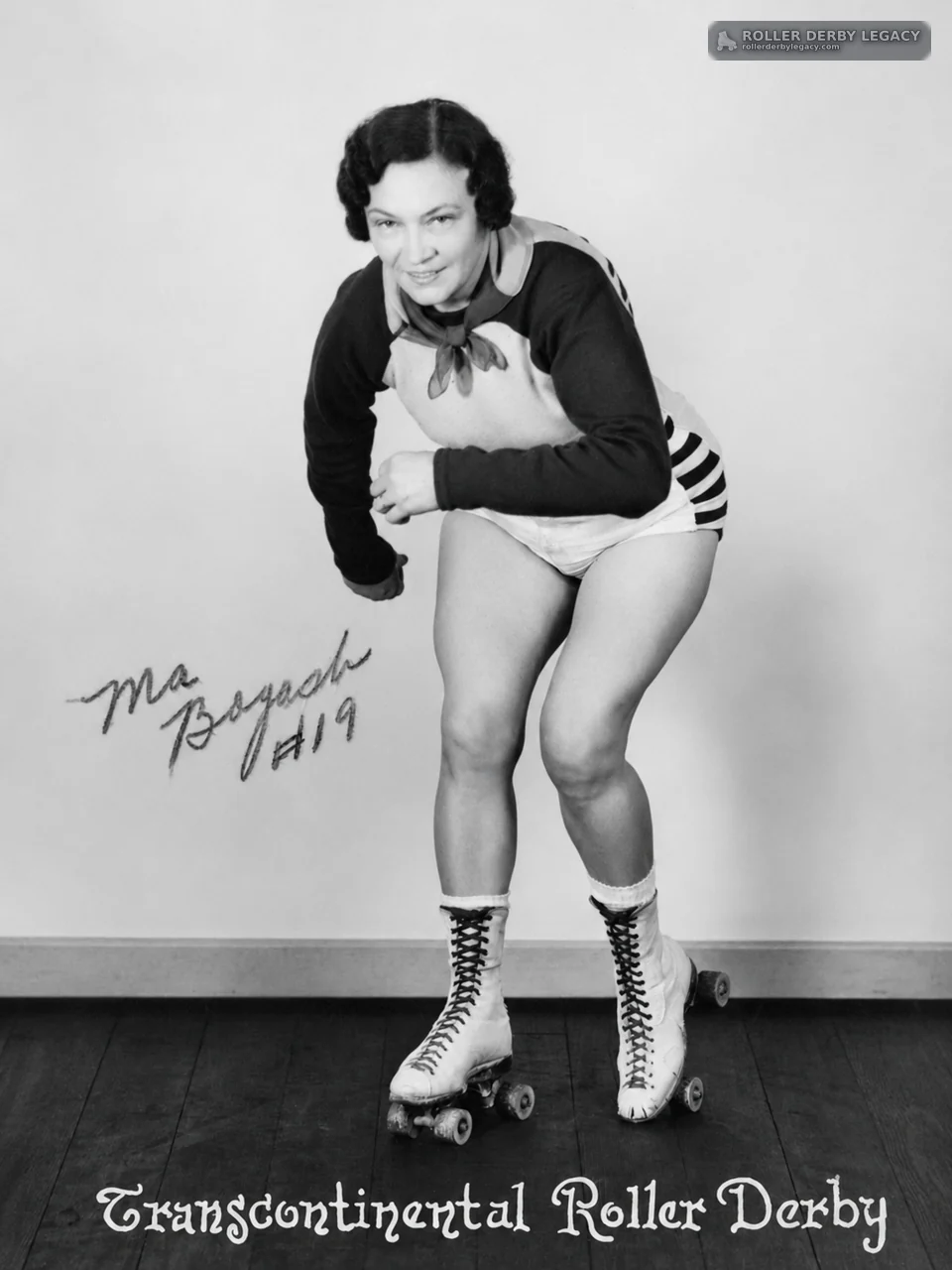 Skater Inscribed “Ma Bogash #19,” Transcontinental Roller Derby