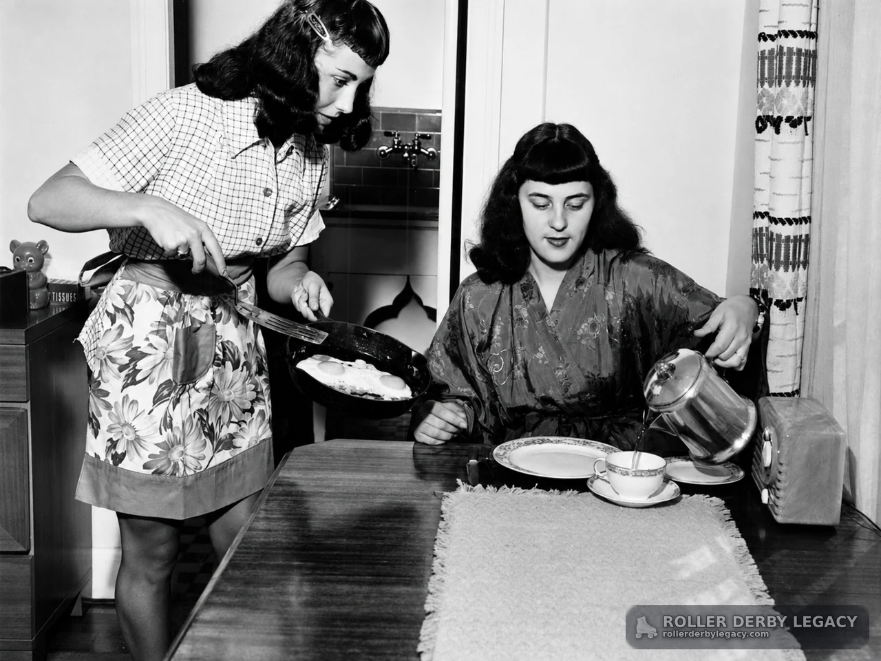 Breakfast Scene with Frying Pan and Teacup