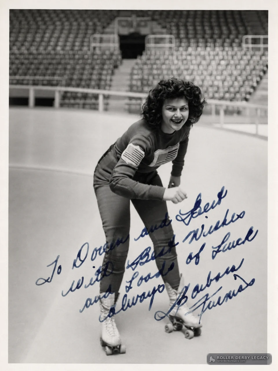 Signed Portrait of a Roller Skater in an Indoor Arena