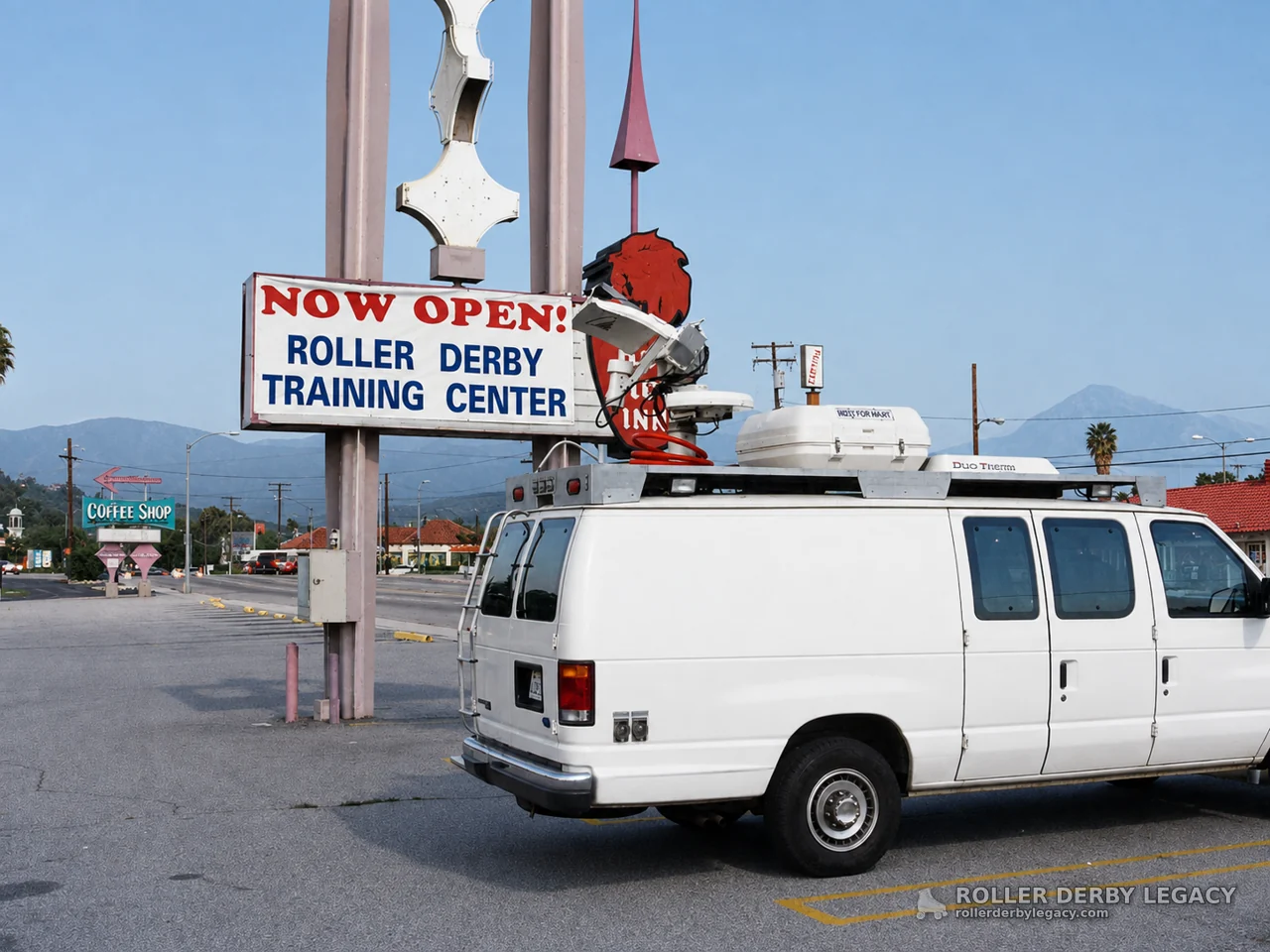 Now Open Roller Derby Training Center Sign