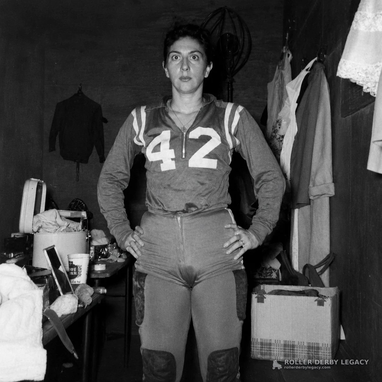 Athlete Wearing Jersey Number 42 in Dressing Room