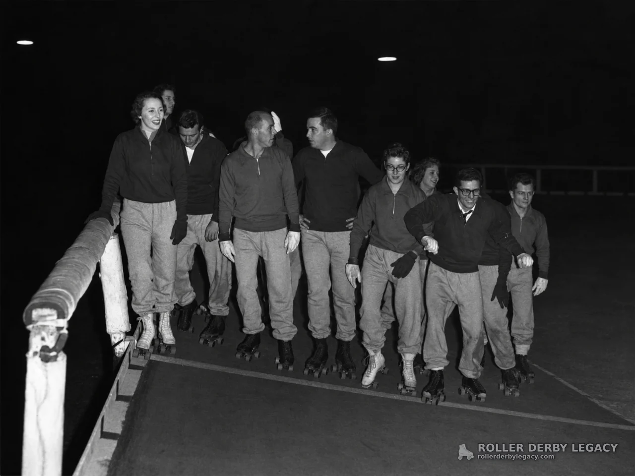 Group of Skaters on an Indoor Track