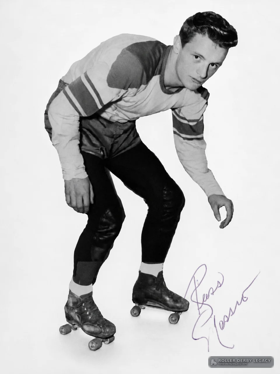 Crouching Roller Skater Studio Portrait