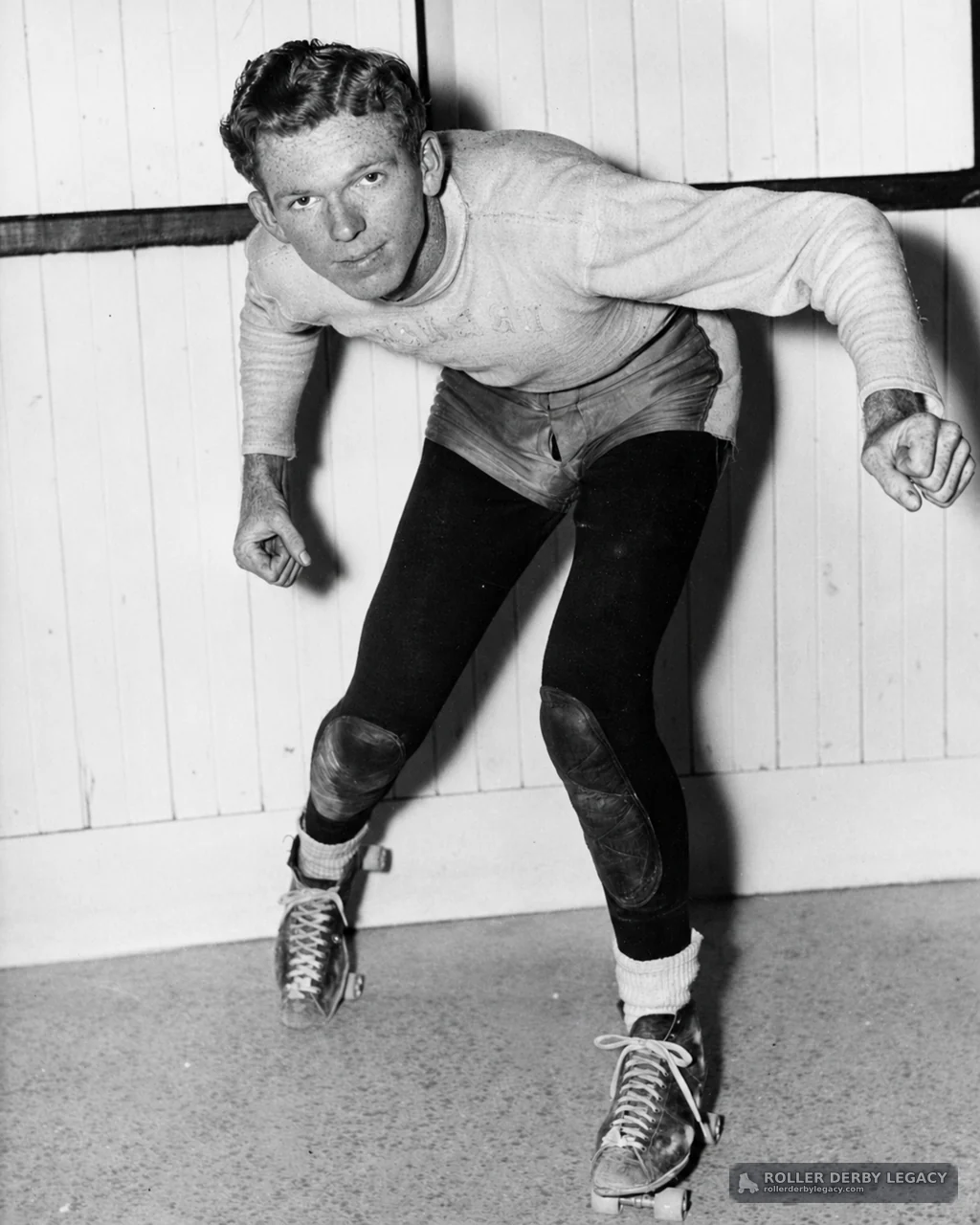 Skater in Crouched Indoor Stance
