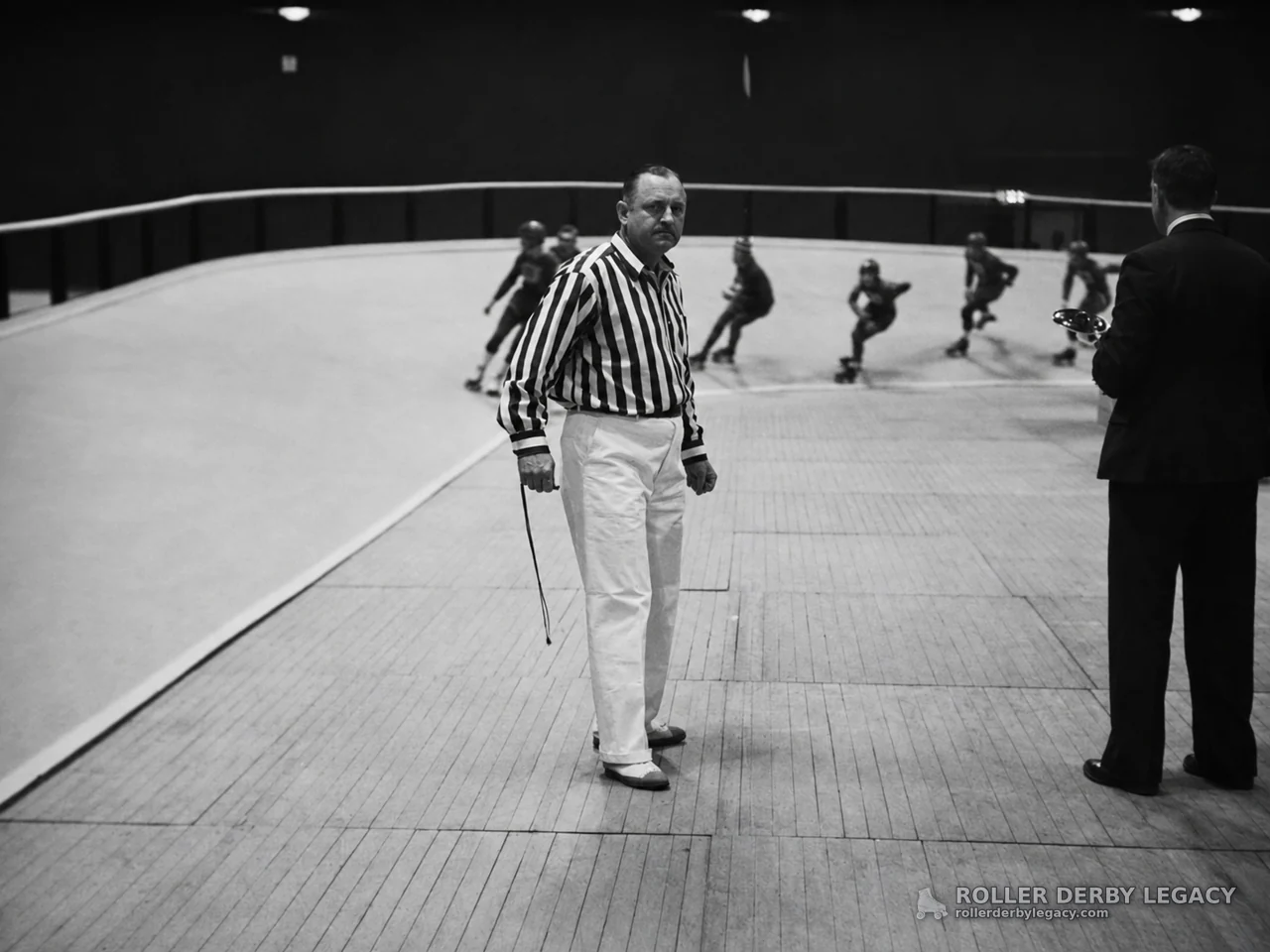Roller Derby Official on a Banked Track