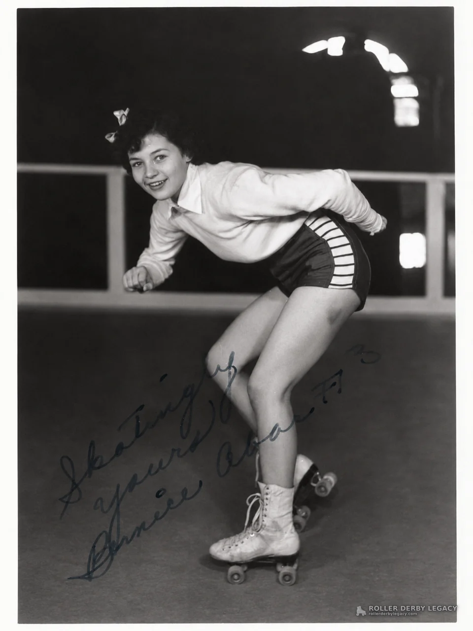 Inscribed Roller Skating Portrait in an Indoor Rink