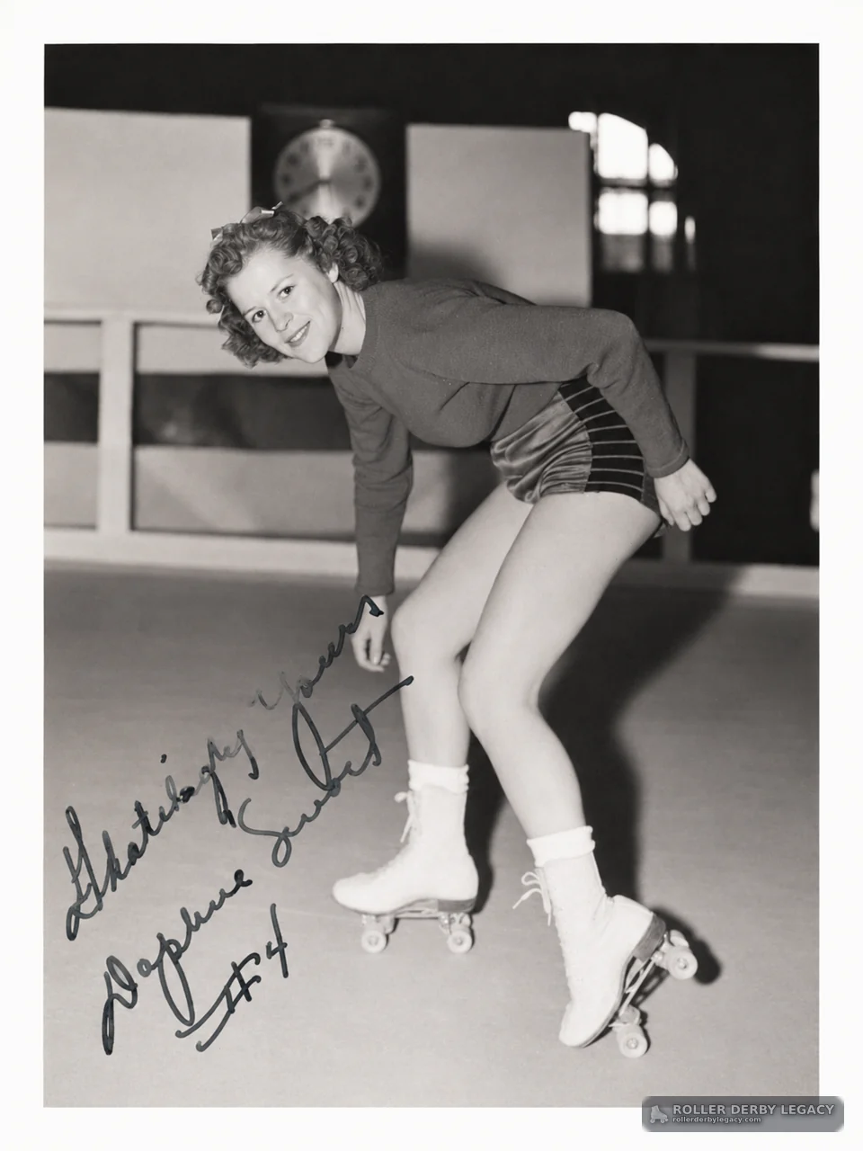 Signed Portrait of Daphne Scott on Roller Skates