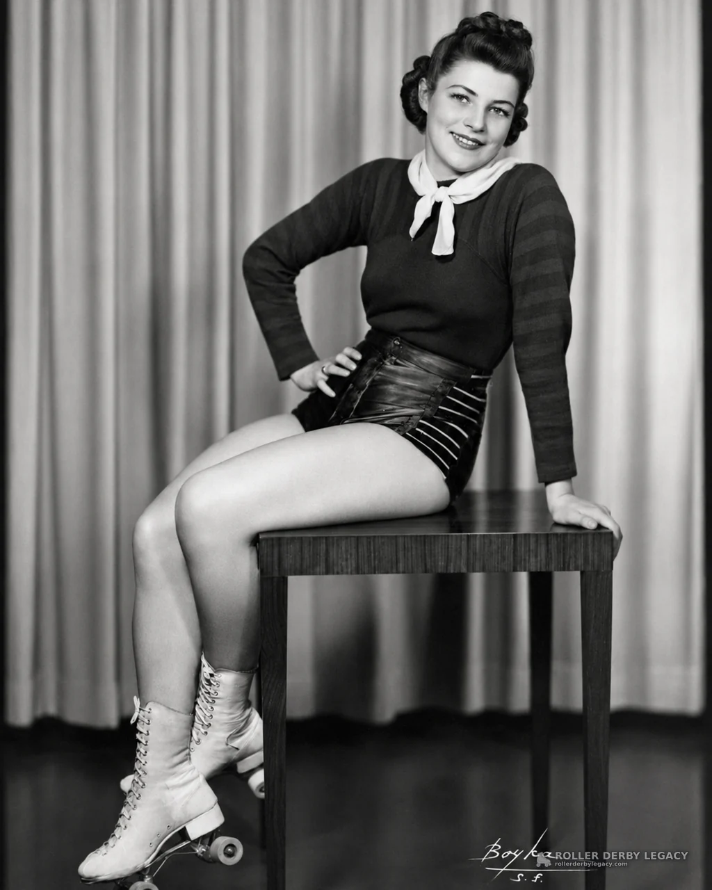 Studio Portrait of a Woman in Roller Skates
