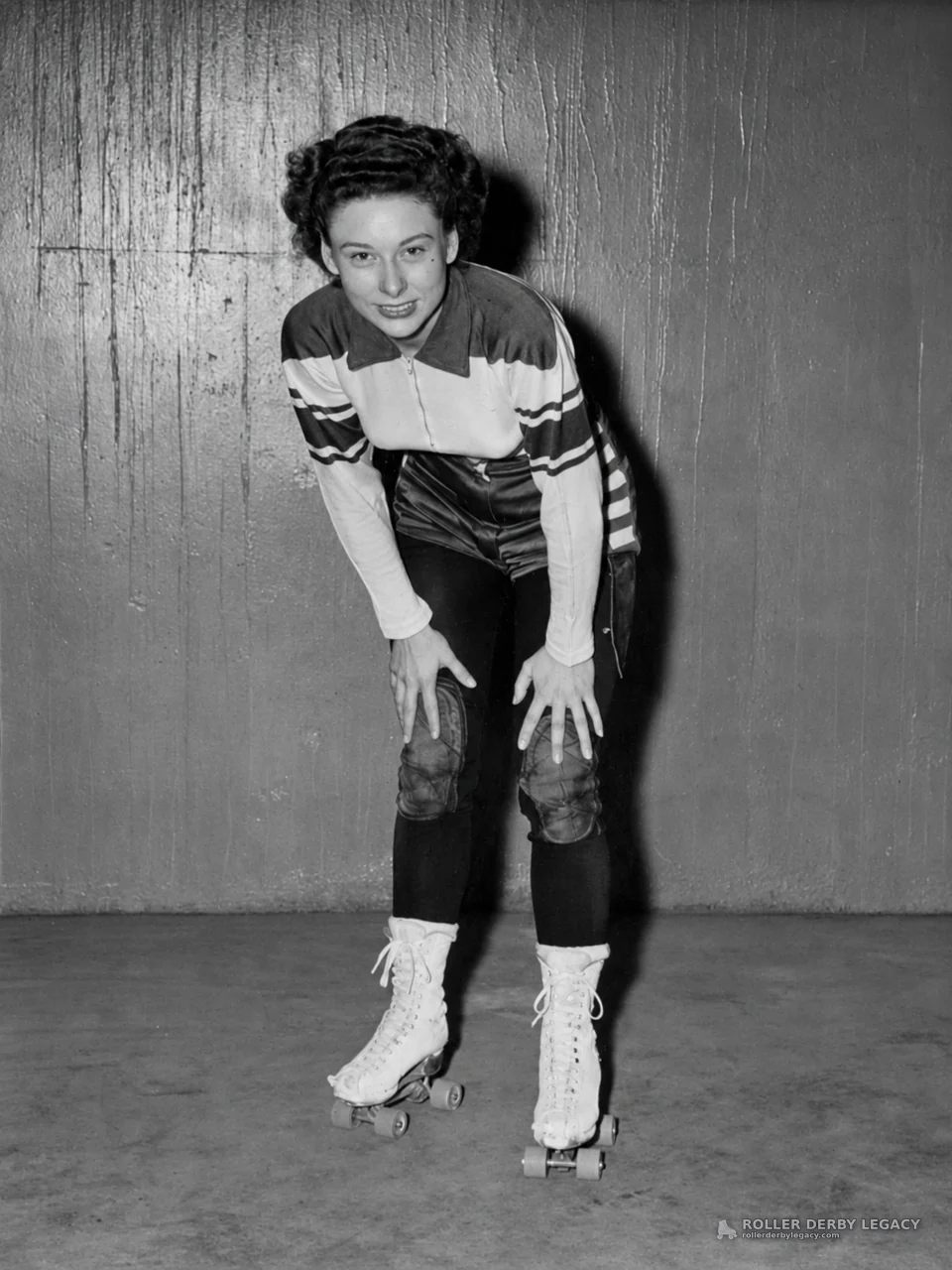 Woman Skater Posing in Quad Roller Skates