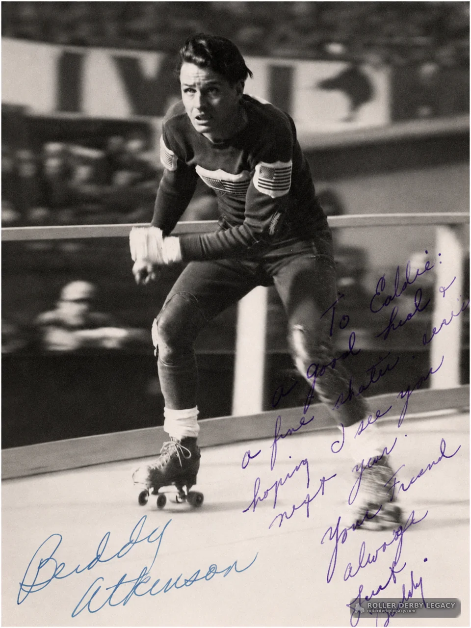 Autographed Roller Derby Skater Photo Signed Buddy Atkinson