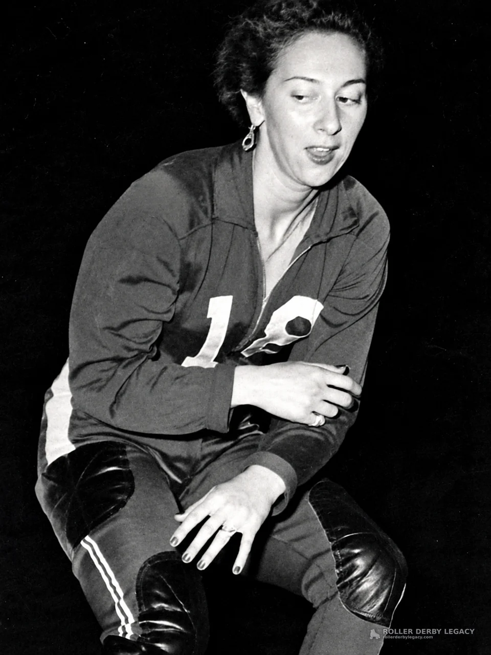 Roller derby action photograph from the Loretta Behrens Nass Collection