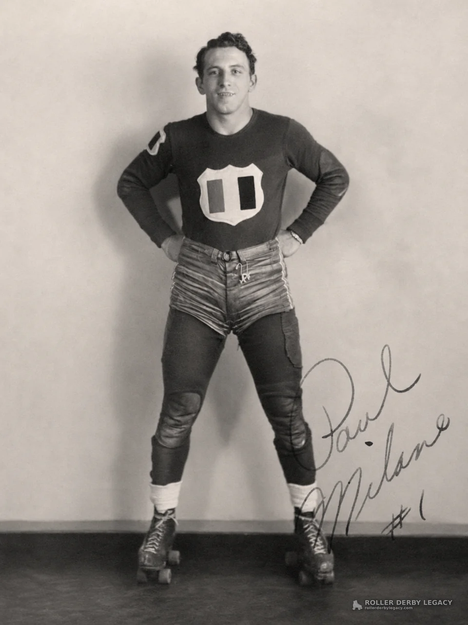 Autographed studio portrait of roller skater Paul Milane #1