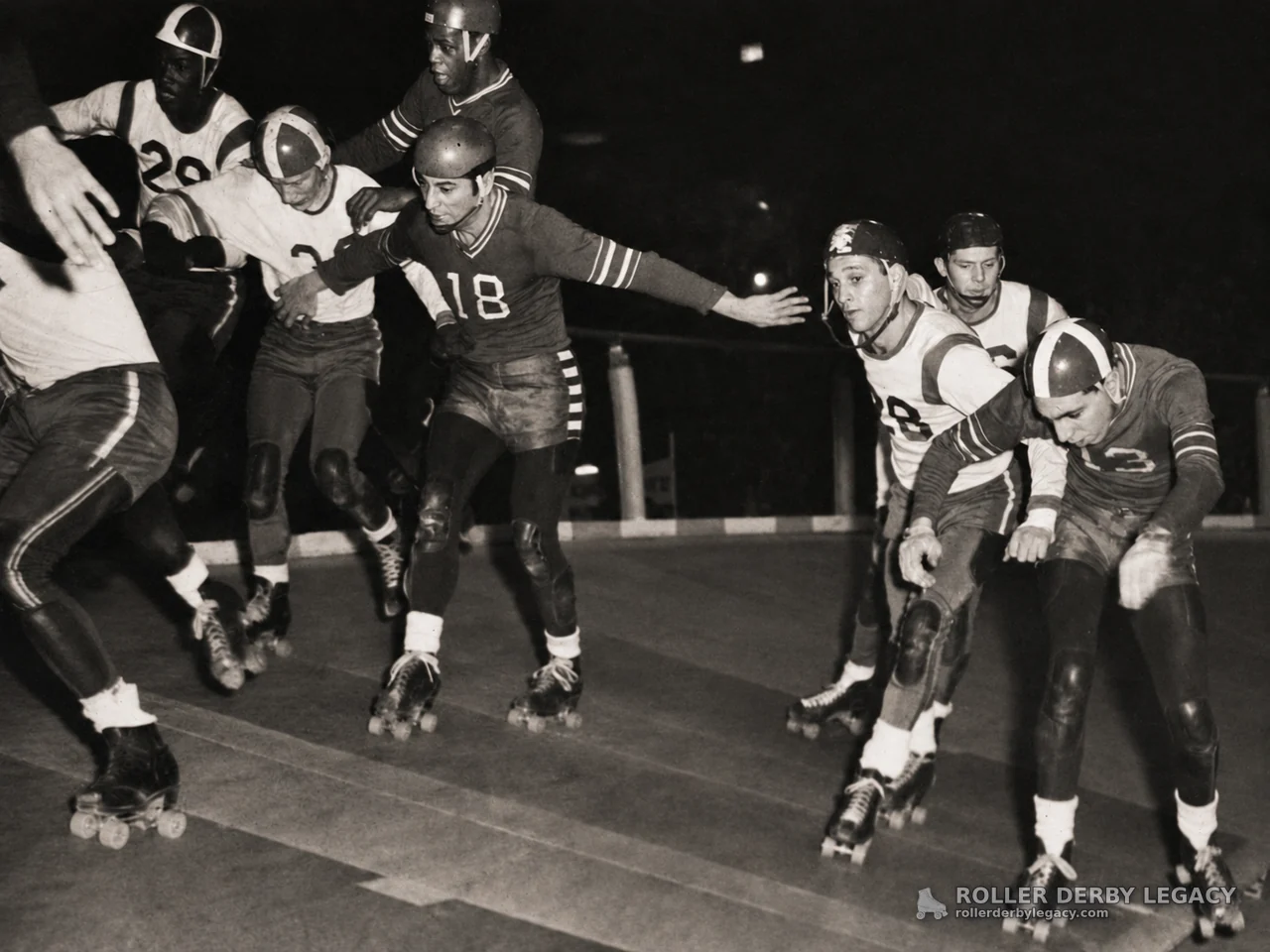 Roller Derby Pack Racing on Indoor Track