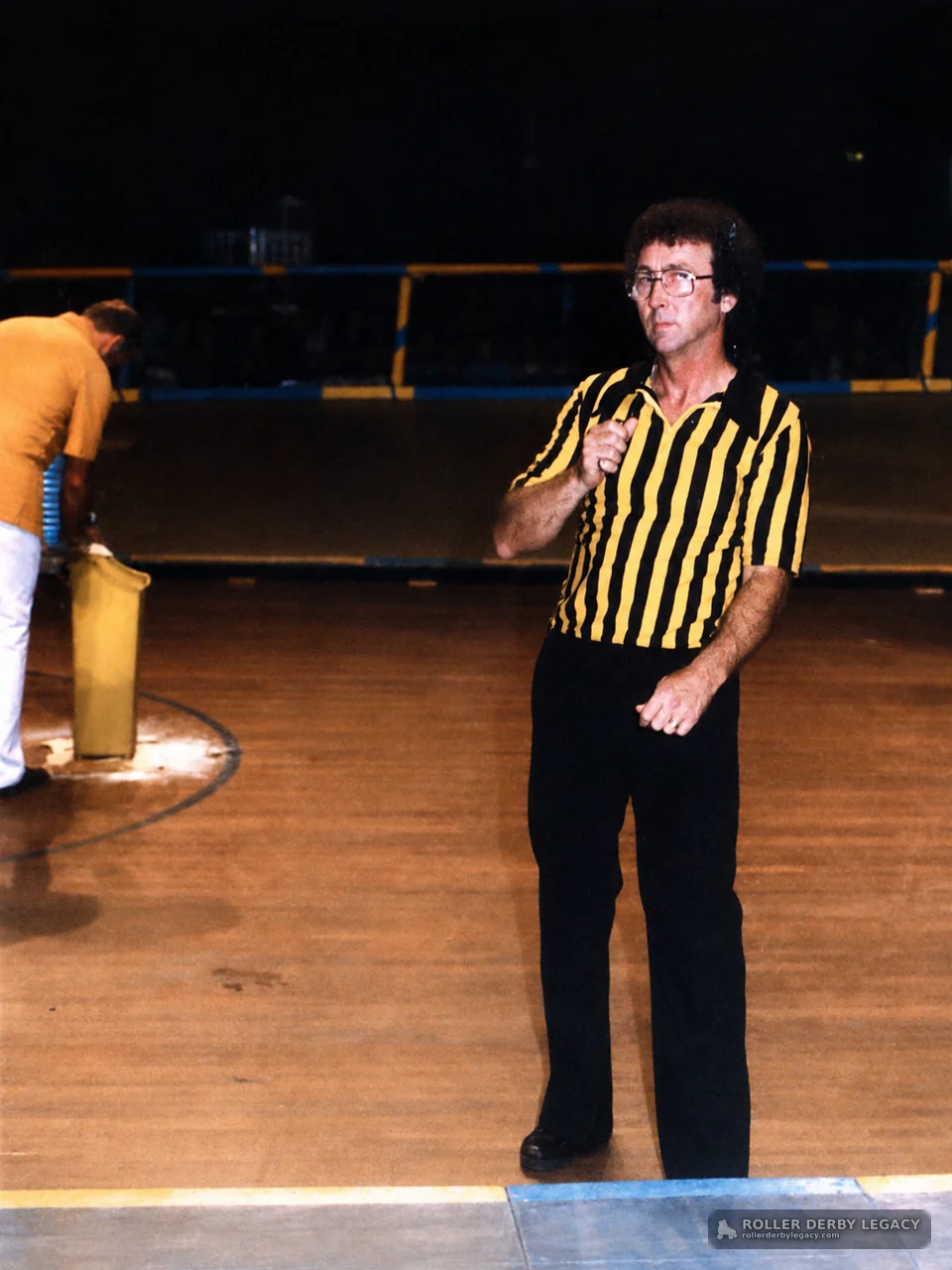 Microphone Holder on Indoor Roller Derby Rink