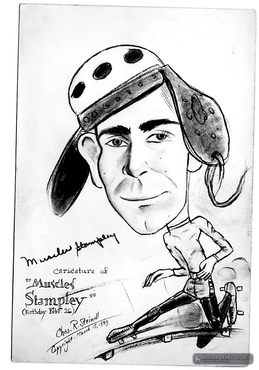 Caricature of “Muscles Stampley,” 1939