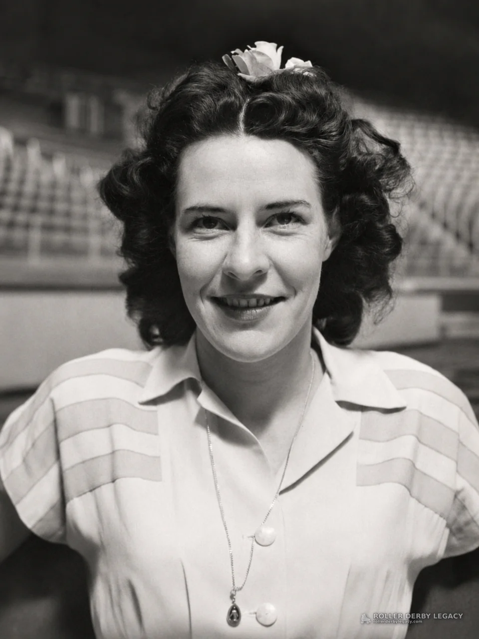 Smiling Woman in Arena Portrait, 1940s