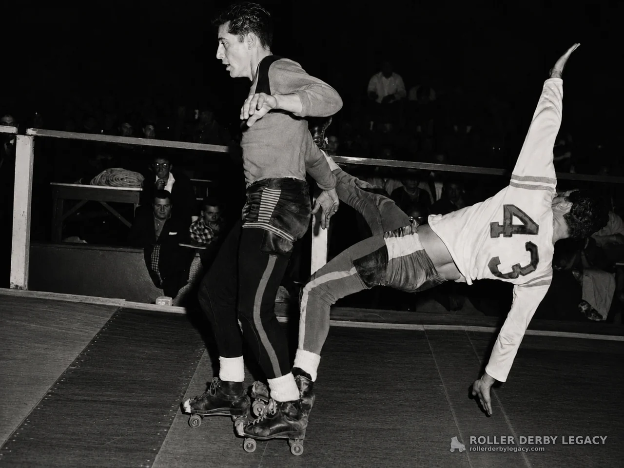 Roller Derby Skater Number 43 Falls on Banked Track