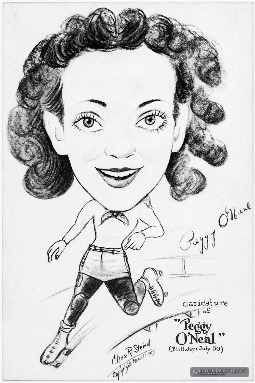 Caricature of Peggy O'Neal on Roller Skates