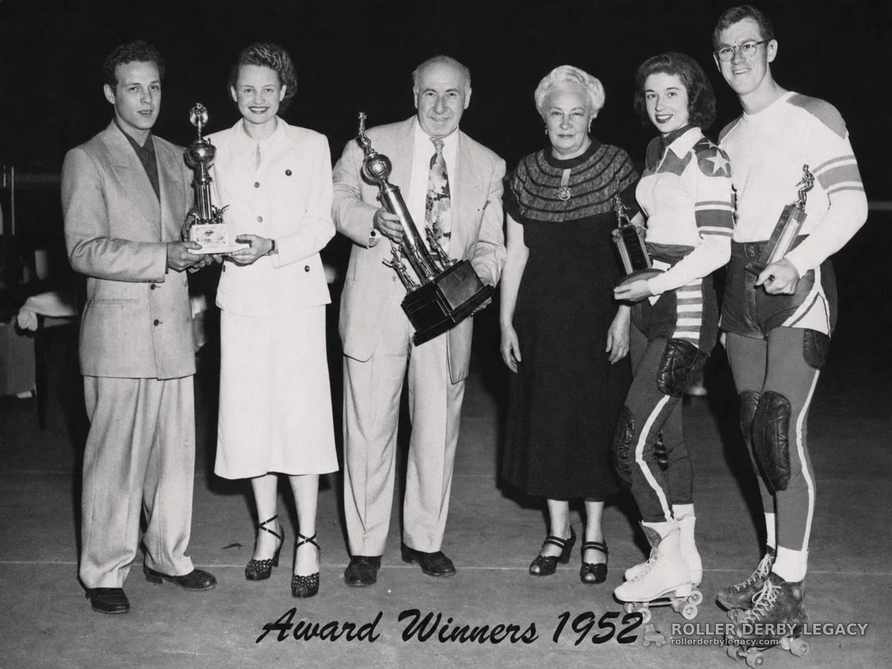 Award Winners 1952 Roller Derby Trophy Portrait