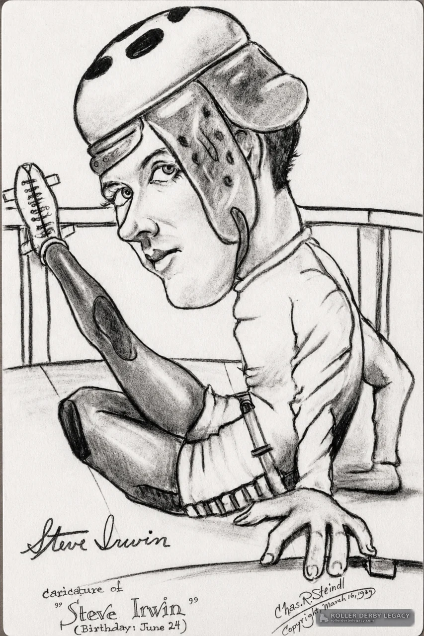 Steve Irwin Roller Skater Caricature, 1939