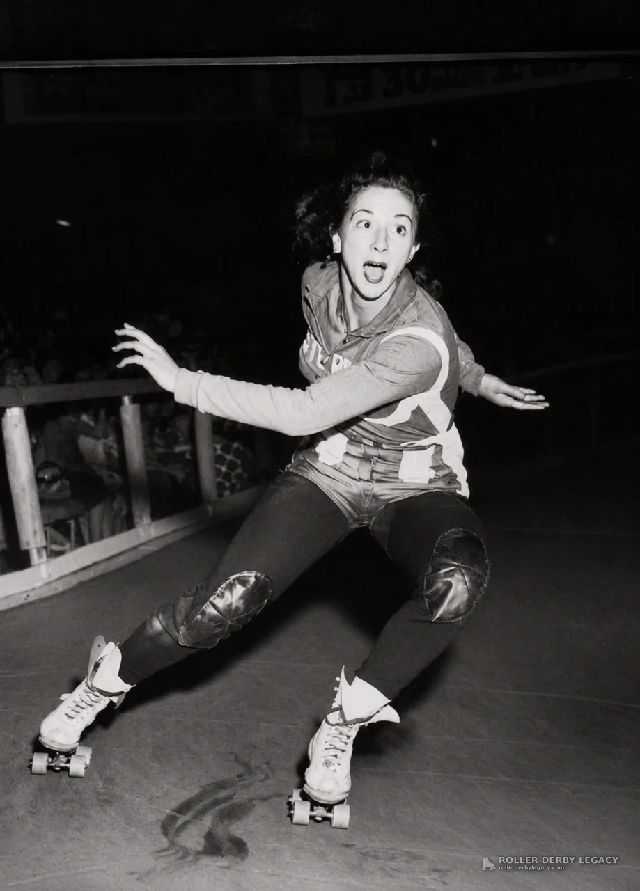 Roller Derby Skater Leaning Into a Turn