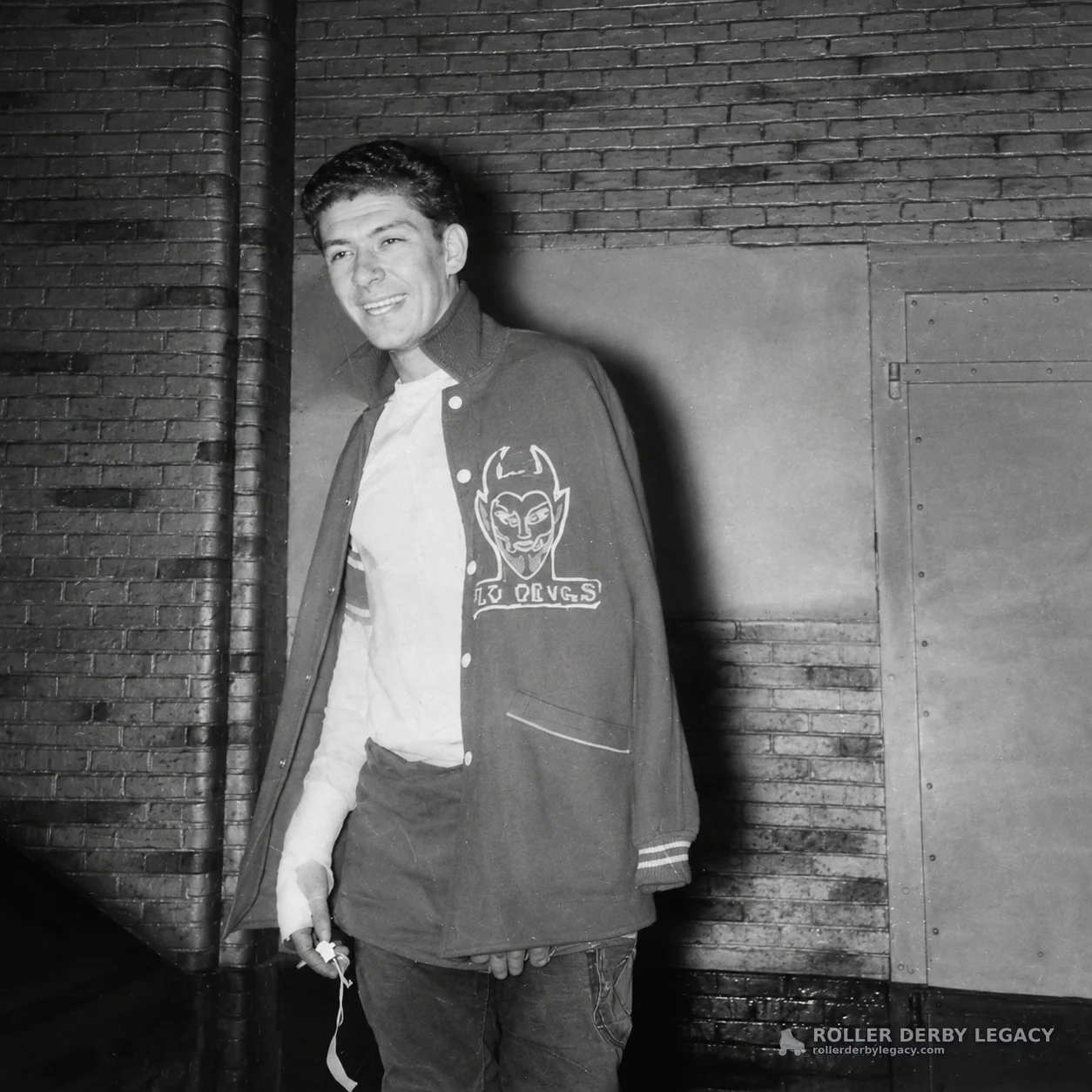 Smiling Man in L A Devils Jacket