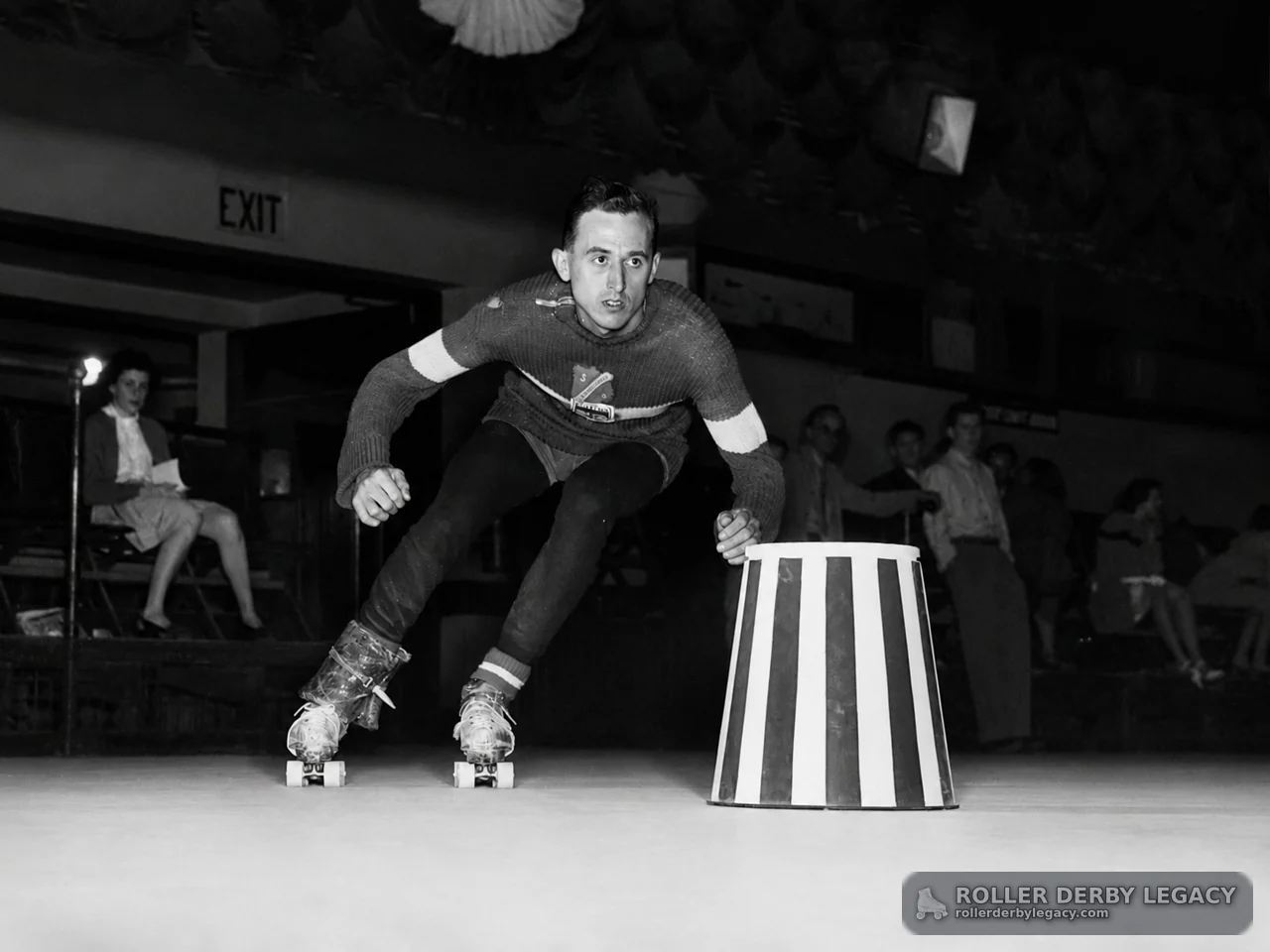 Roller derby action photograph from the Loretta Behrens Nass Collection