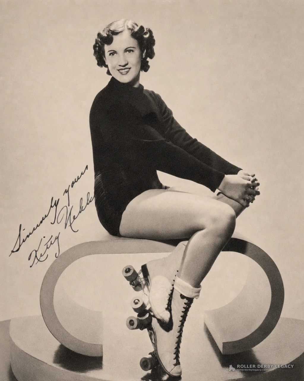 Studio Portrait Inscribed “Kitty Nehls” in Roller Skates