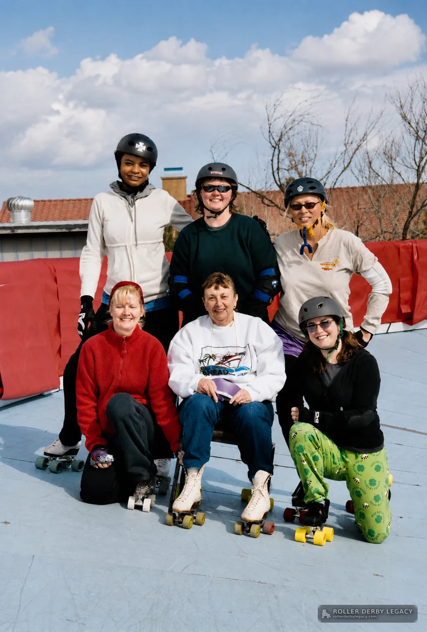 Outdoor Roller Skaters Group Portrait