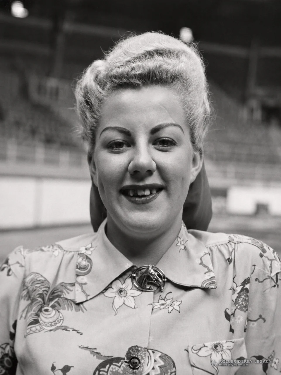 Portrait of an Unidentified Woman in an Indoor Arena