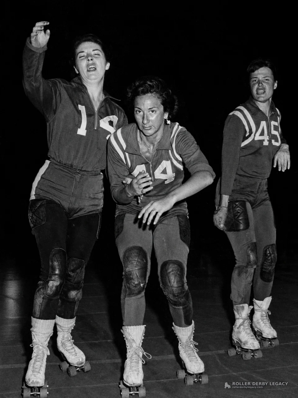 Roller derby group photograph from the Loretta Behrens Nass Collection