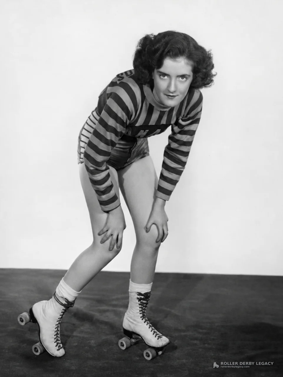 Unidentified Roller Skater in Striped Jersey
