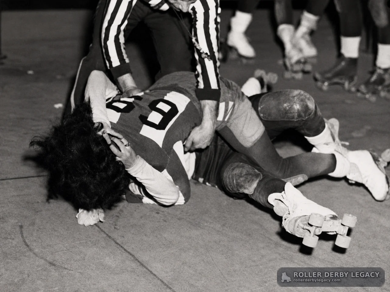 Roller Derby Skater Number 19 Down on the Track