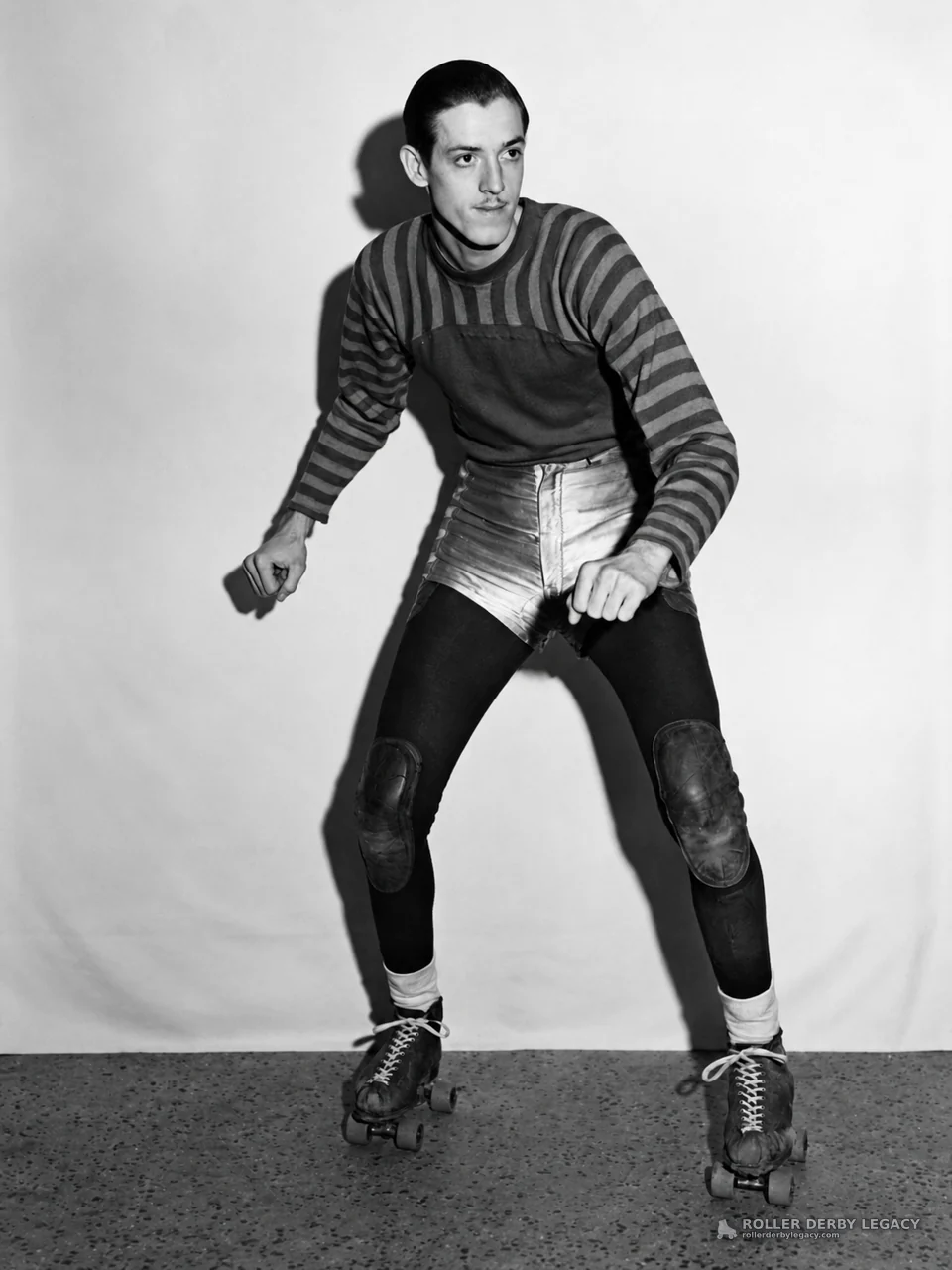 Studio Portrait of a Skater in Quad Roller Skates
