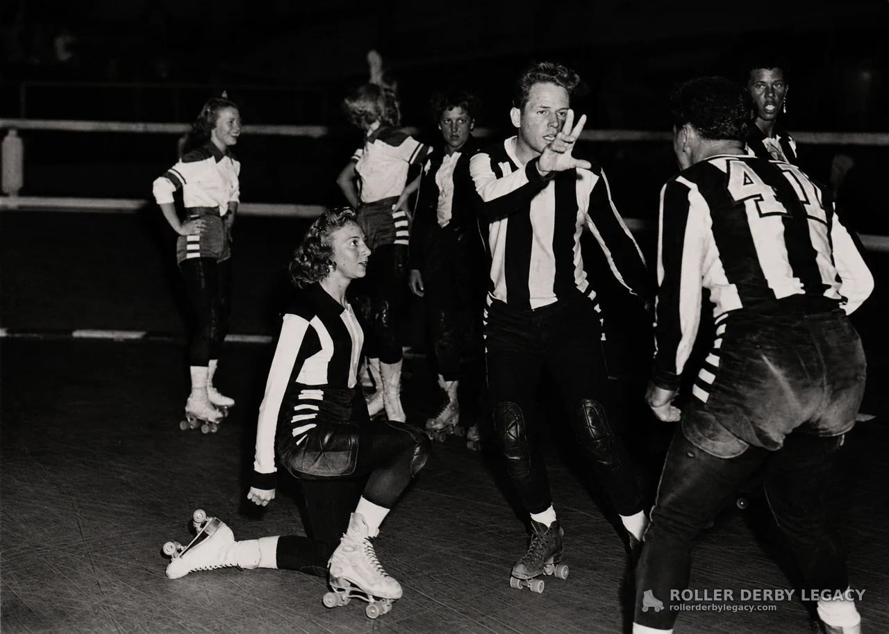 Roller Derby Skaters on Indoor Rink with Number 47