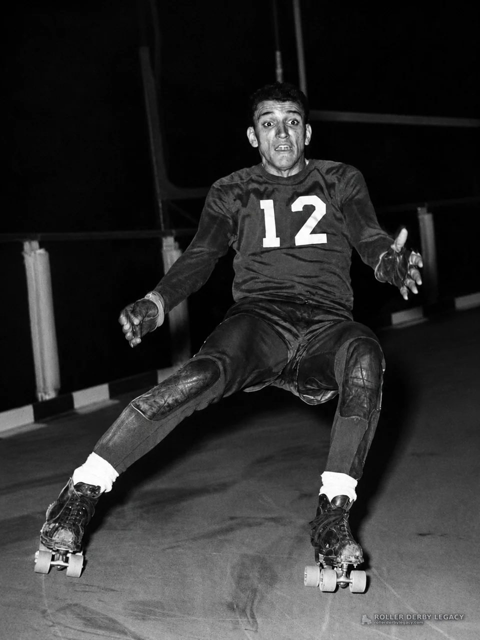 Roller Derby Skater in Number 12 Jersey on the Track