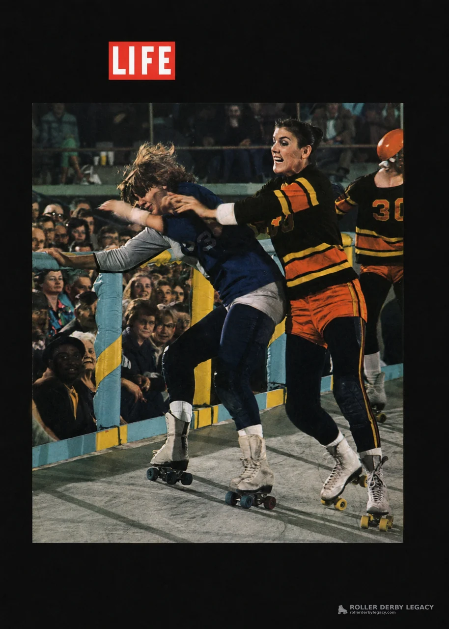 LIFE Roller Derby Collision at the Rail