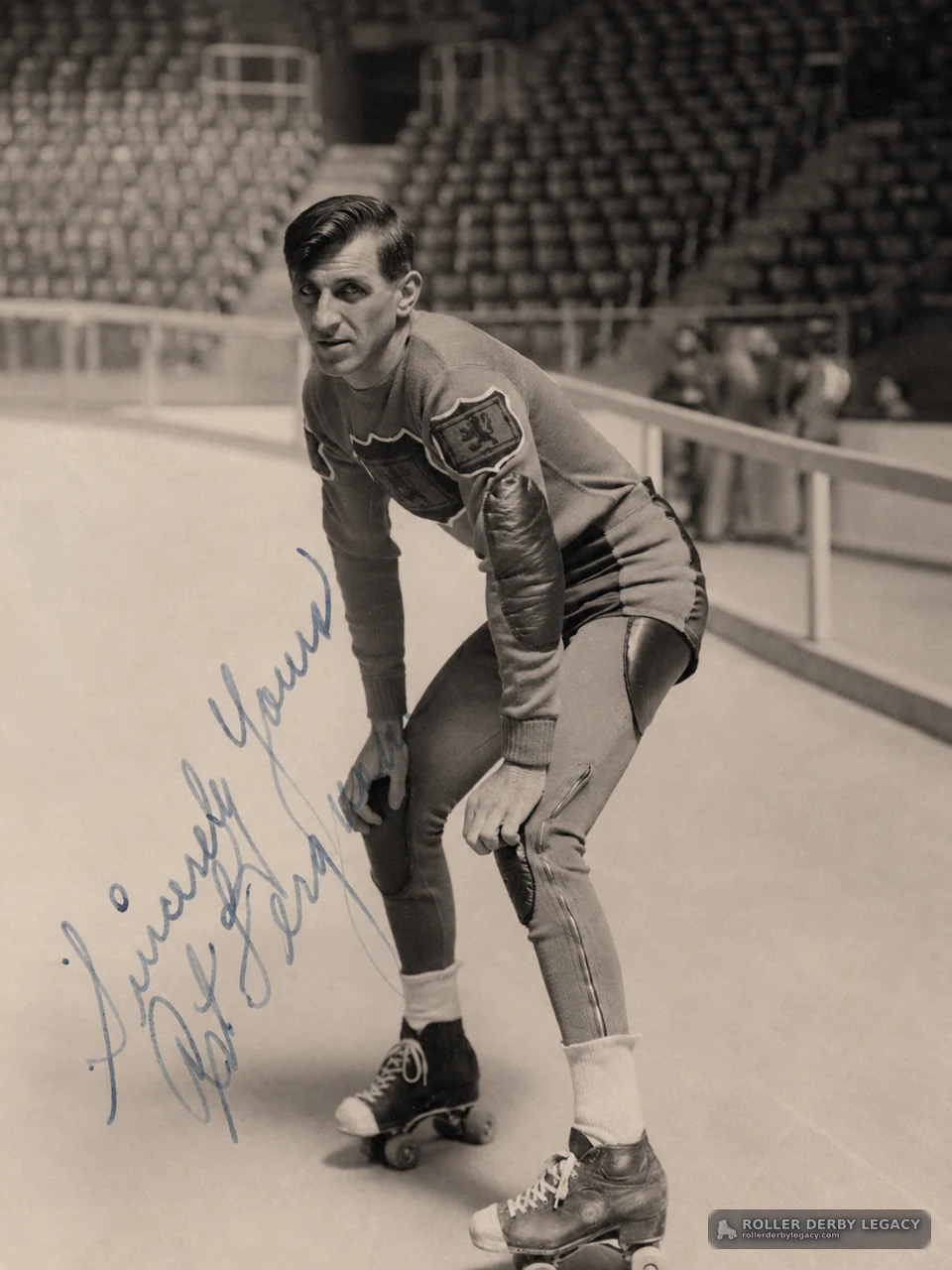 Inscribed Roller Skater Portrait in an Indoor Arena