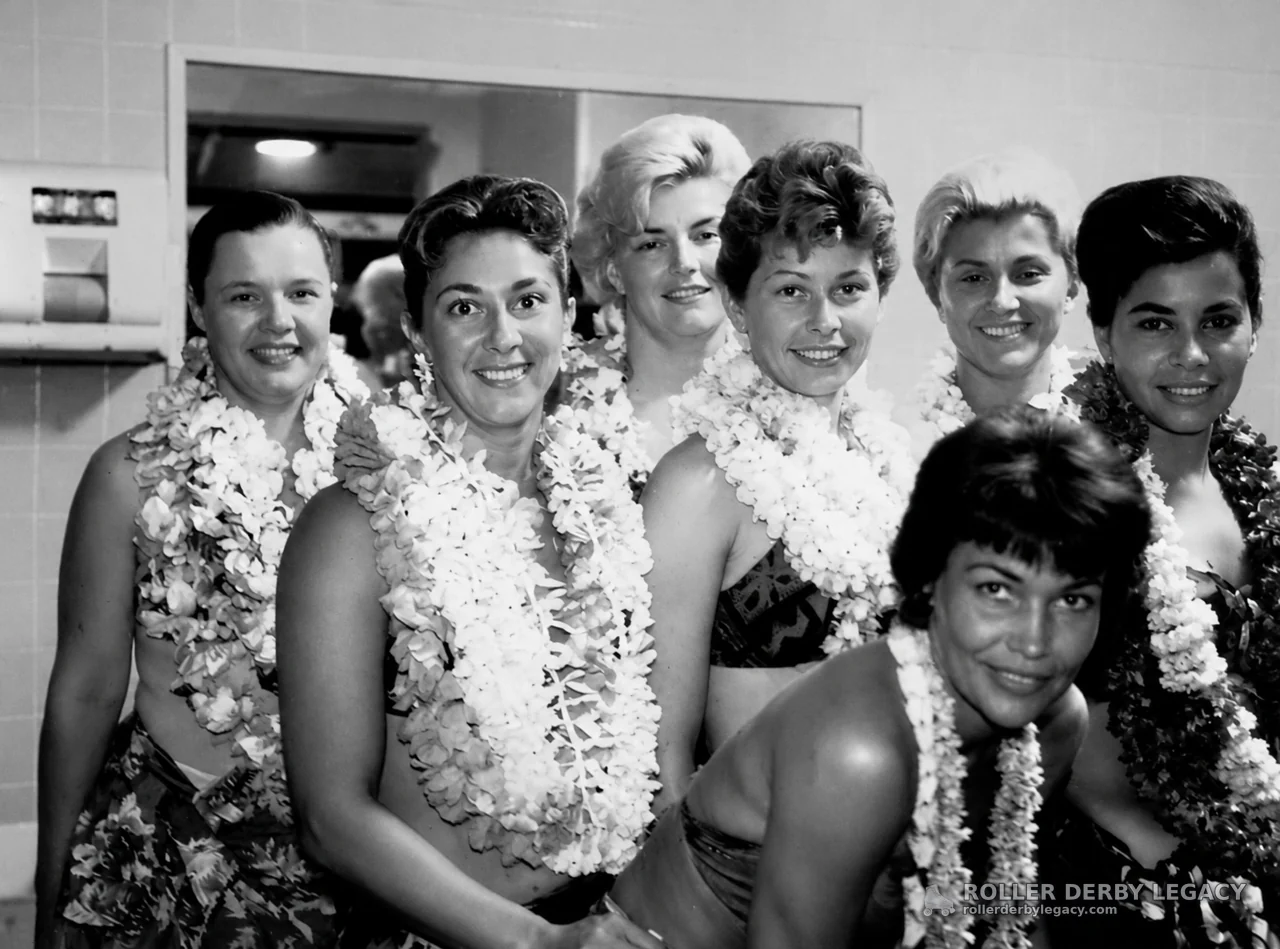 Women Wearing Flower Leis in a Dressing Room