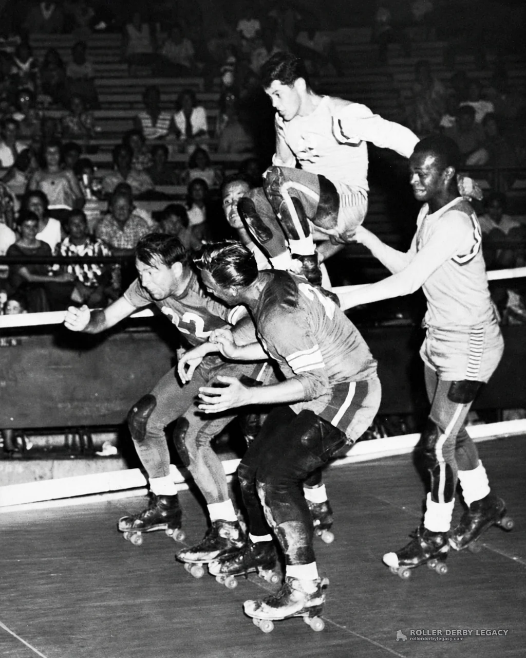 Roller Derby Collision with Airborne Skater