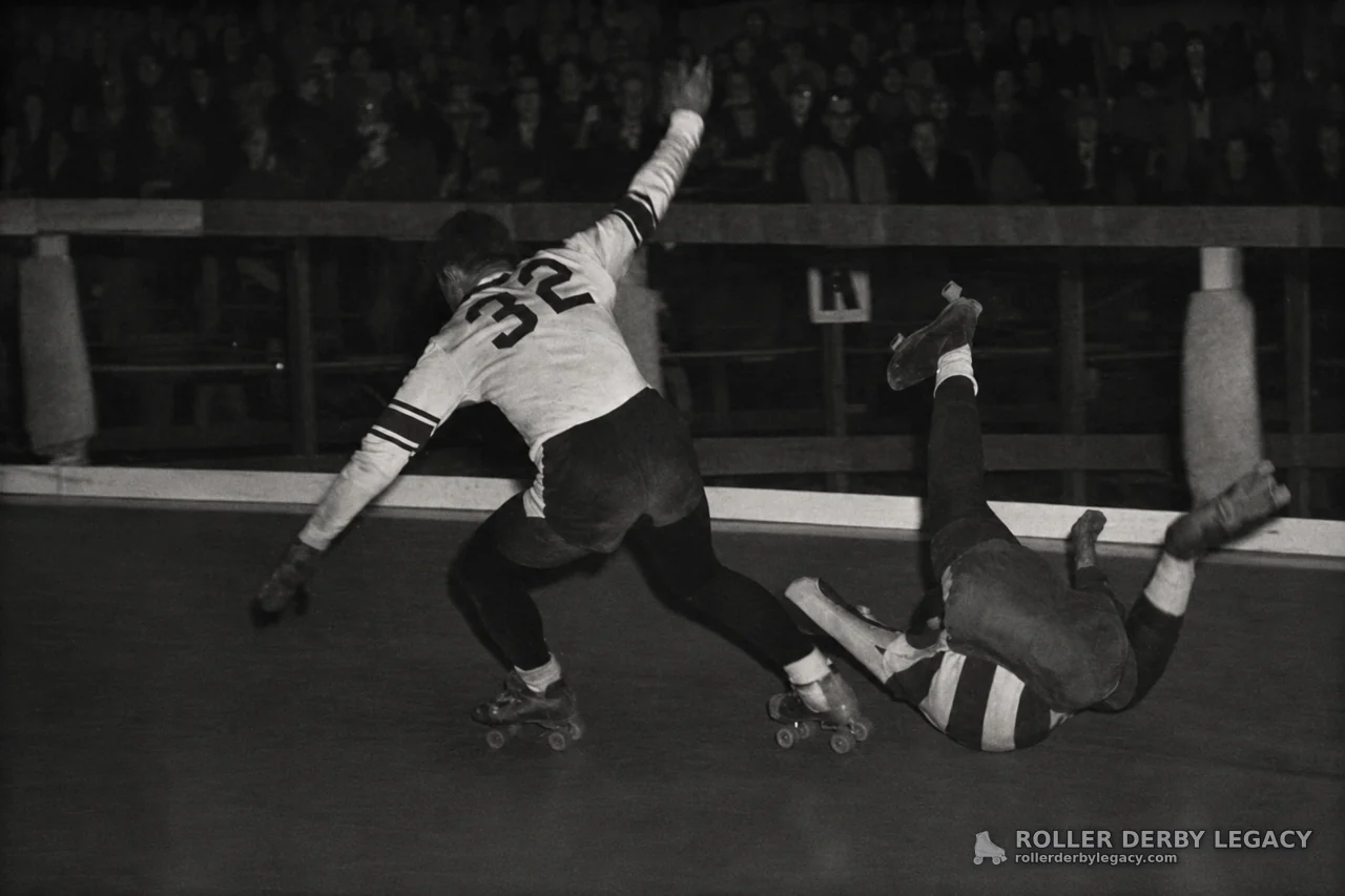 Roller Derby Skater 52 Passing a Fall