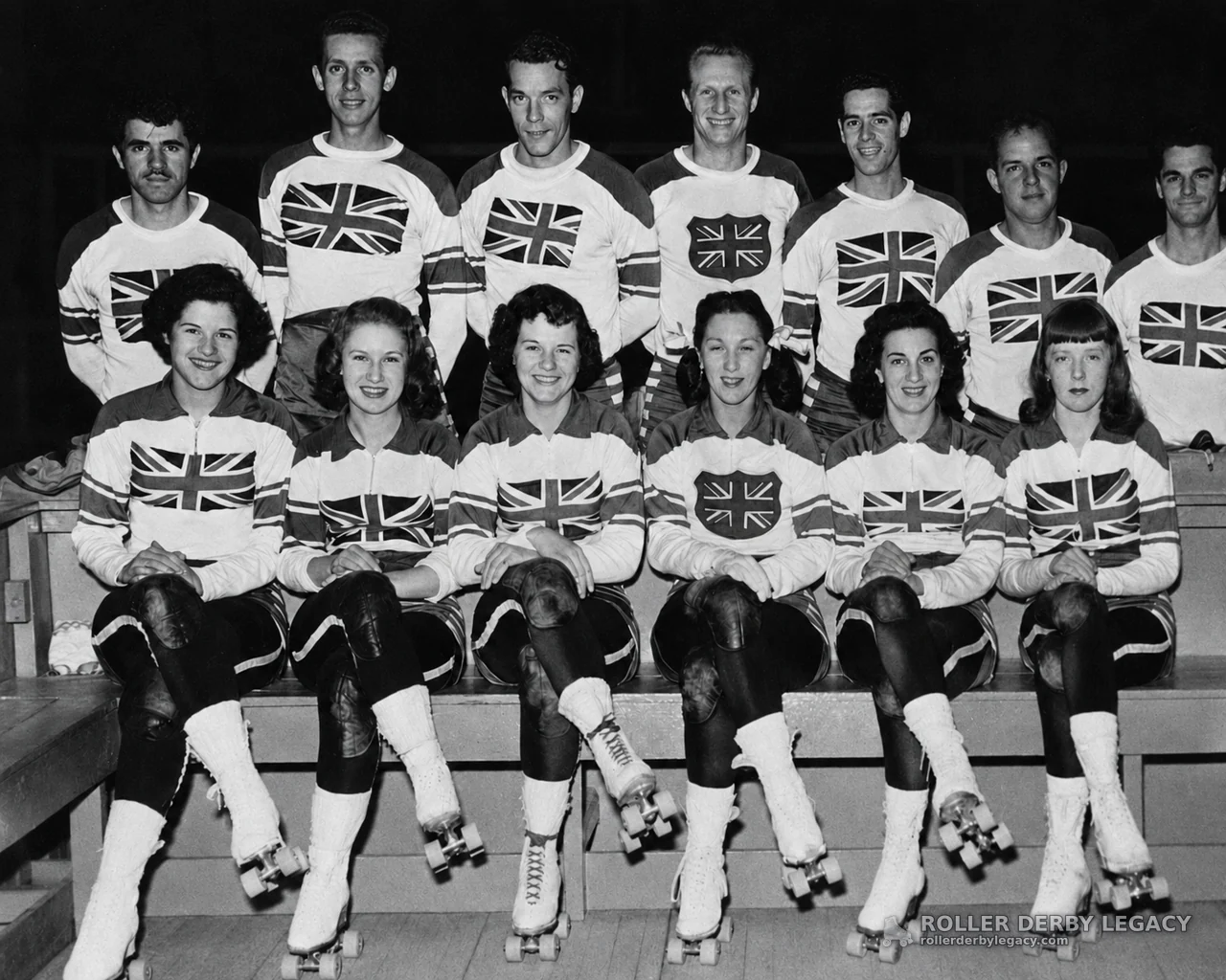 Roller Skaters in British Flag Uniforms