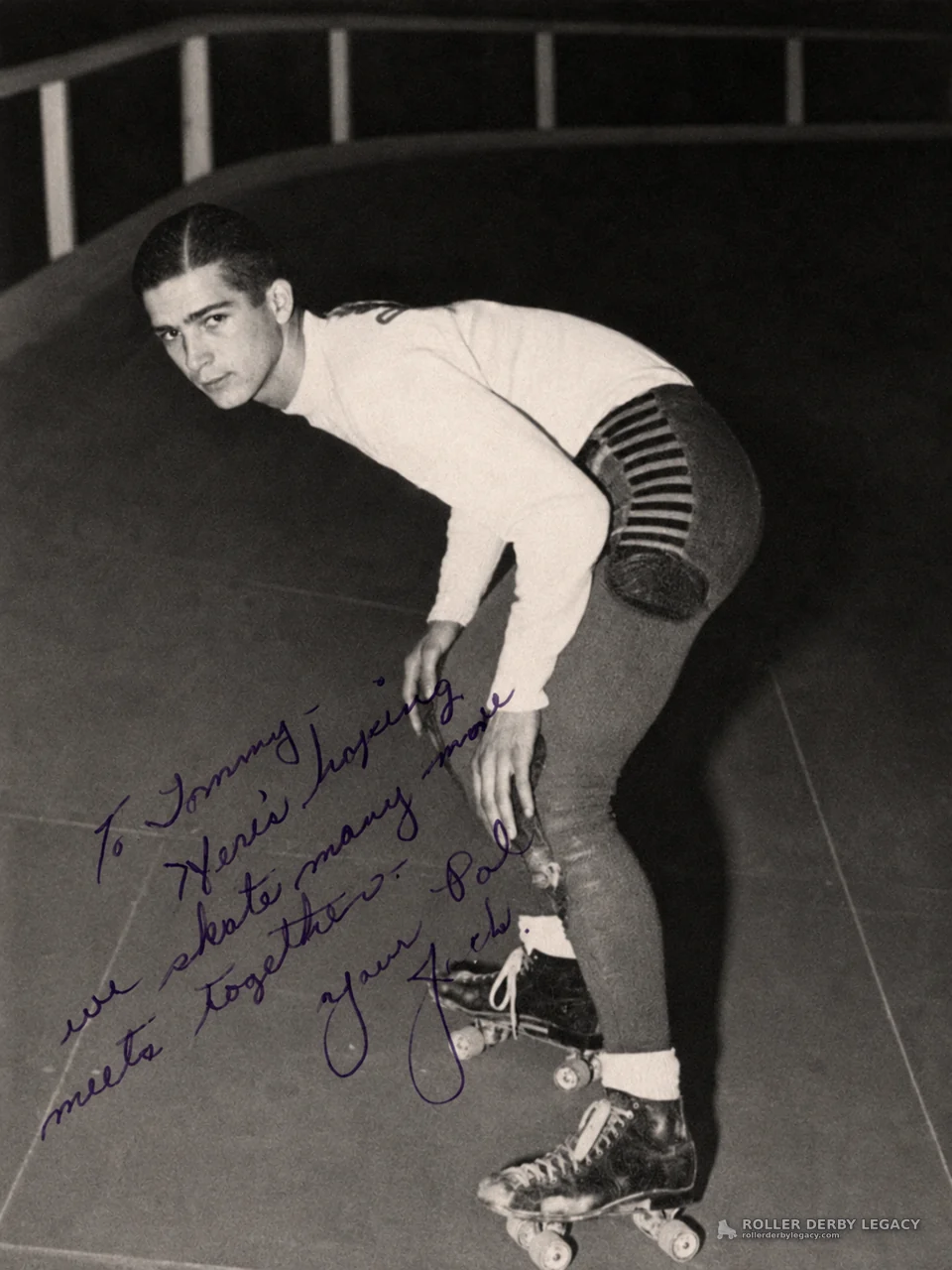 Signed Roller Skater Portrait on a Banked Track