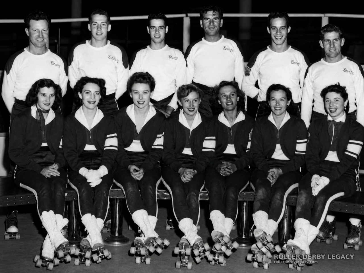 Sharks Uniformed Roller Skaters Group Portrait