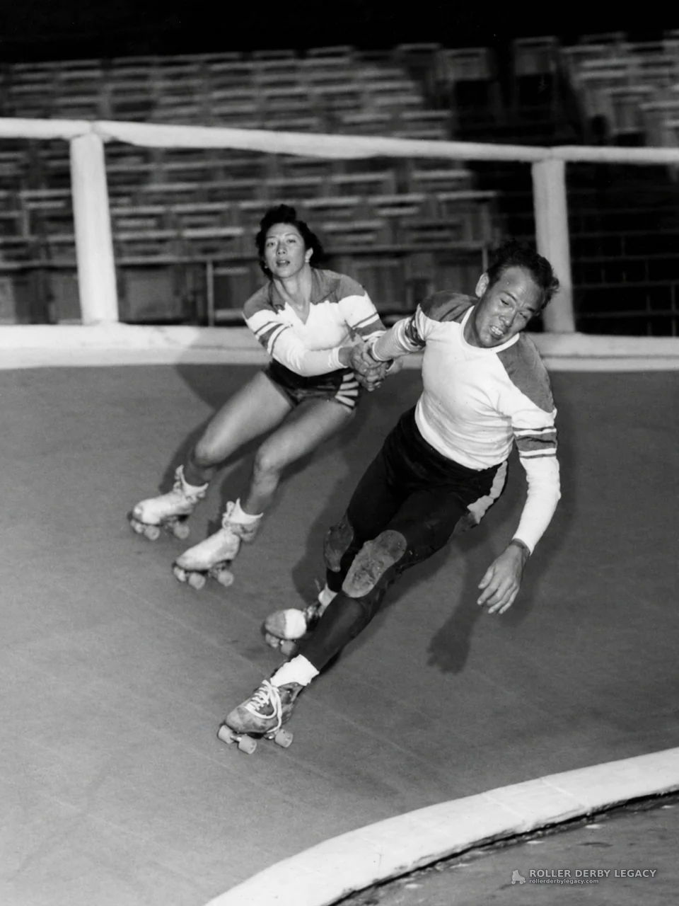 Roller derby action photograph from the Loretta Behrens Nass Collection
