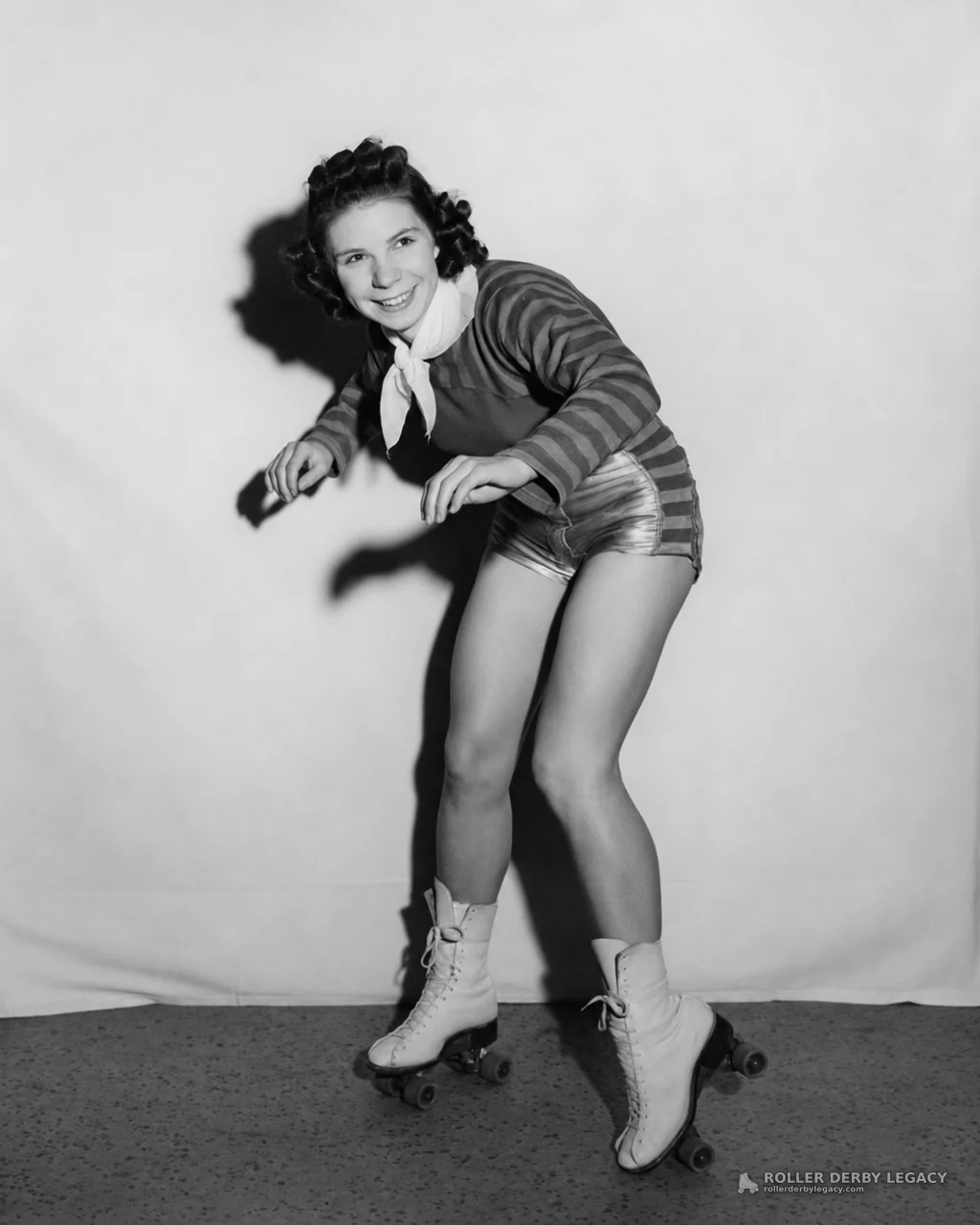 Studio Portrait of a Skater on Quad Roller Skates