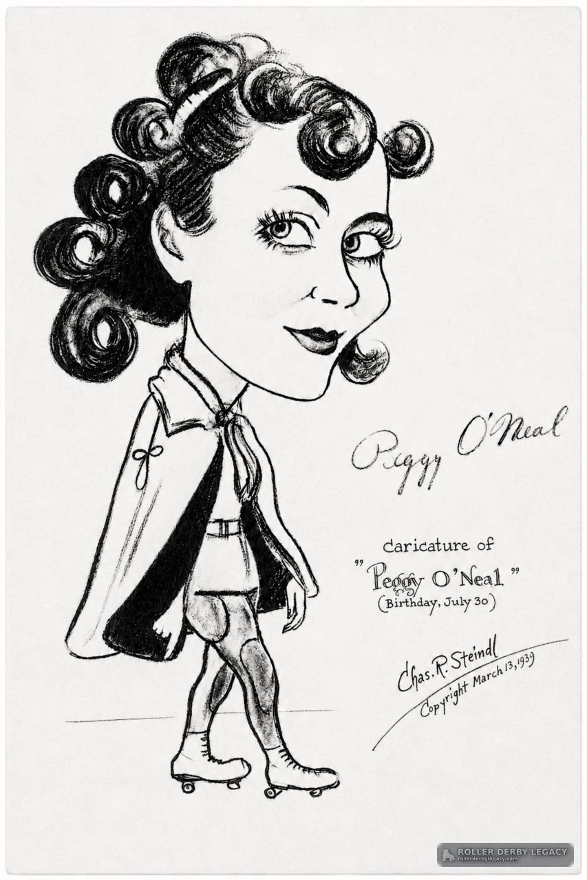 Caricature of Peggy O'Neal on Roller Skates
