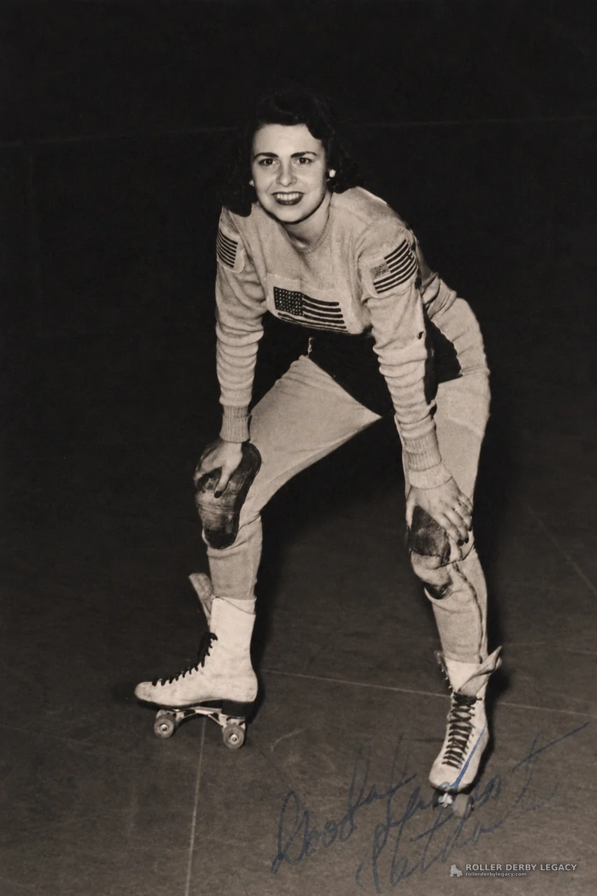 Autographed Portrait of a Flag-Patch Roller Skater
